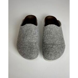 Birkenstock Zermatt Wool Felt Clogs Slippers Light Grey Cork Footbed Mens Womens